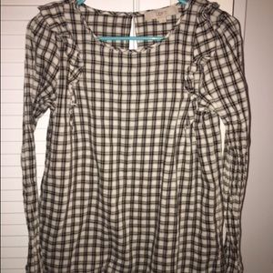 Loft Ruffle Shoulder Long Sleeve Blouse